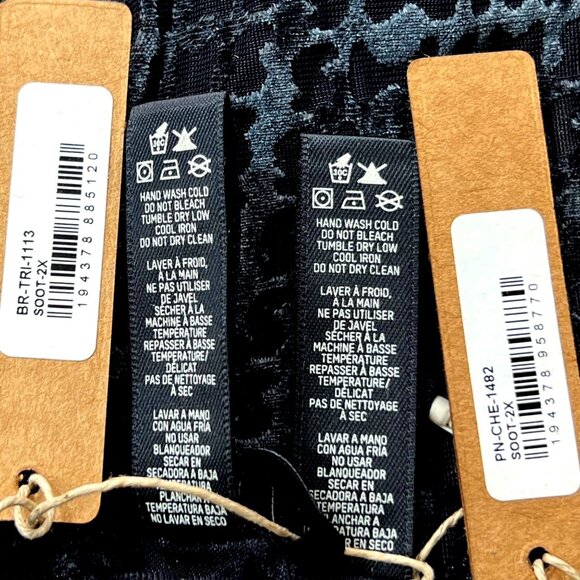 SKIMS Velvet Burnout Logo Triangle Bralette + String Bikini Brief Soot 2X - Picture 12 of 14